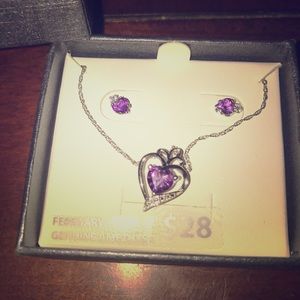 Birth stone Amethyst earrings and necklace